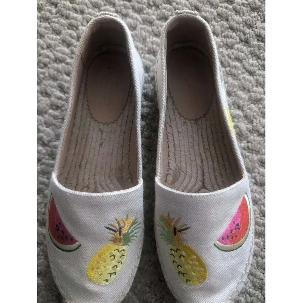 J Crew 6‎ 5.Espadrilles Fruit Salad Embroidered Shoes Pineapple Watermelon NWOB